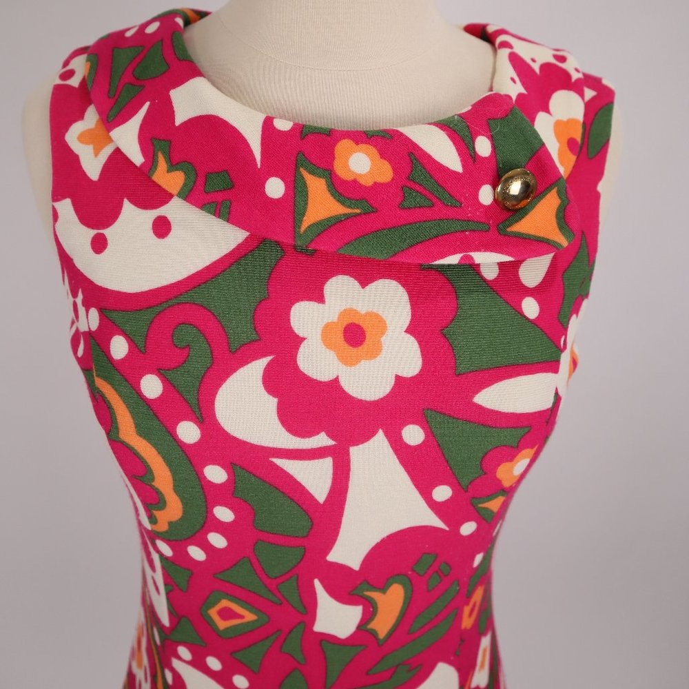 Lilly Pulitzer Pink Floral Mod Shift Garden Party Dress Olive Off The Wagon Sz S